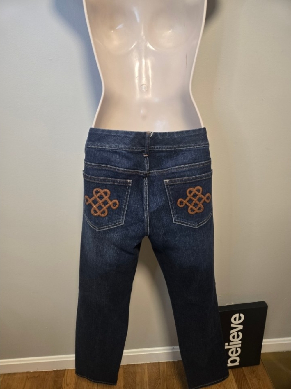 Tommy Hilfiger Spirit Dark Blue Skinny Jeans with Tan Embroidered Pockets